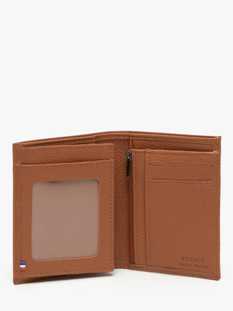 Wallet With Coin Purse Leather Etrier Brown madras EMAD5016 other view 1